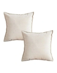 2X 45cm Warm Wood Tone Cover in Beige & Wabi-sabi Striped Corduroy Square Throw Pillow