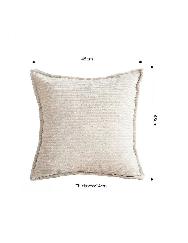 2X 45cm Warm Wood Tone Cover in Beige & Wabi-sabi Striped Corduroy Square Throw Pillow image 5
