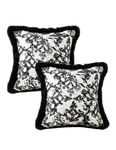 45cm Herringbone Pillowcase Set & Square Throw Pillow x2 in Vintage Black