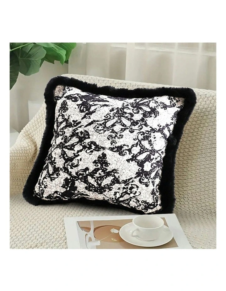 45cm Herringbone Pillowcase Set & Square Throw Pillow x2 in Vintage Black image 4