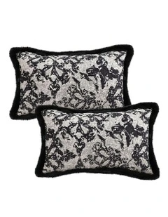 Pillowcase Set Herringbone Pattern Lumbar Throw Pillow 35cm x2 in Vintage Black