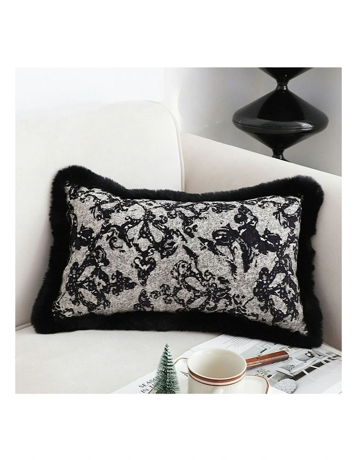 Pillowcase Set Herringbone Pattern Lumbar Throw Pillow 35cm x2 in Vintage Black image 2