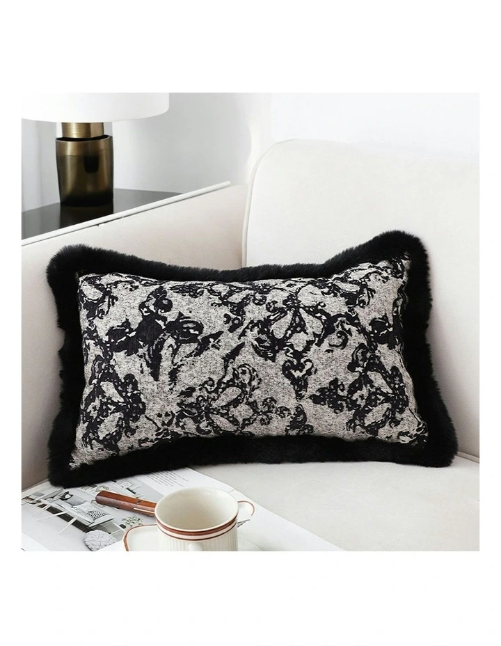 Pillowcase Set Herringbone Pattern Lumbar Throw Pillow 35cm x2 in Vintage Black image 4