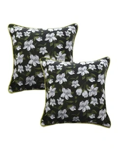45cm Pillow Subtle Orchid Blossom Square Throw Pillow x2 in Subtle Foliage Green
