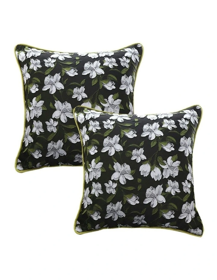 45cm Pillow Subtle Orchid Blossom Square Throw Pillow x2 in Subtle Foliage Green image 1