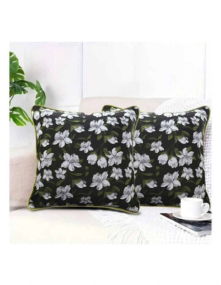 45cm Pillow Subtle Orchid Blossom Square Throw Pillow x2 in Subtle Foliage Green image 4