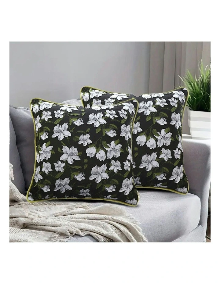 45cm Pillow Subtle Orchid Blossom Square Throw Pillow x2 in Subtle Foliage Green image 6