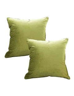 45cm Foliage Velvet Square Throw Pillow x2 in Subtle Fluorescent Green