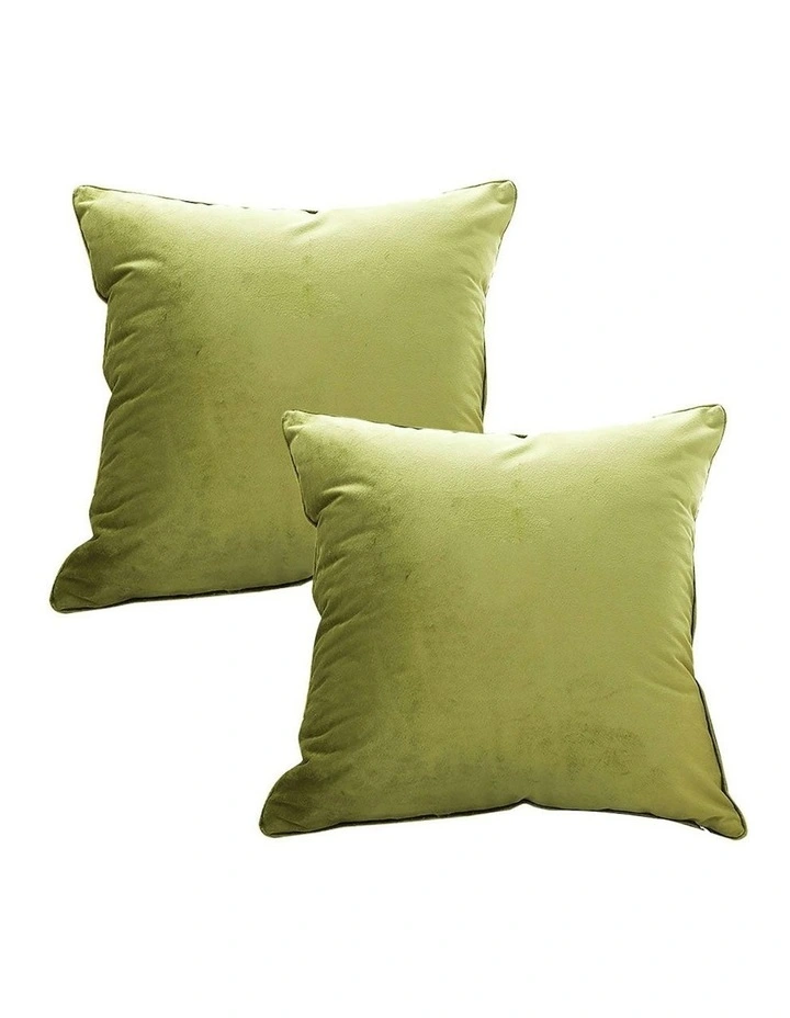 45cm Foliage Velvet Square Throw Pillow x2 in Subtle Fluorescent Green image 1