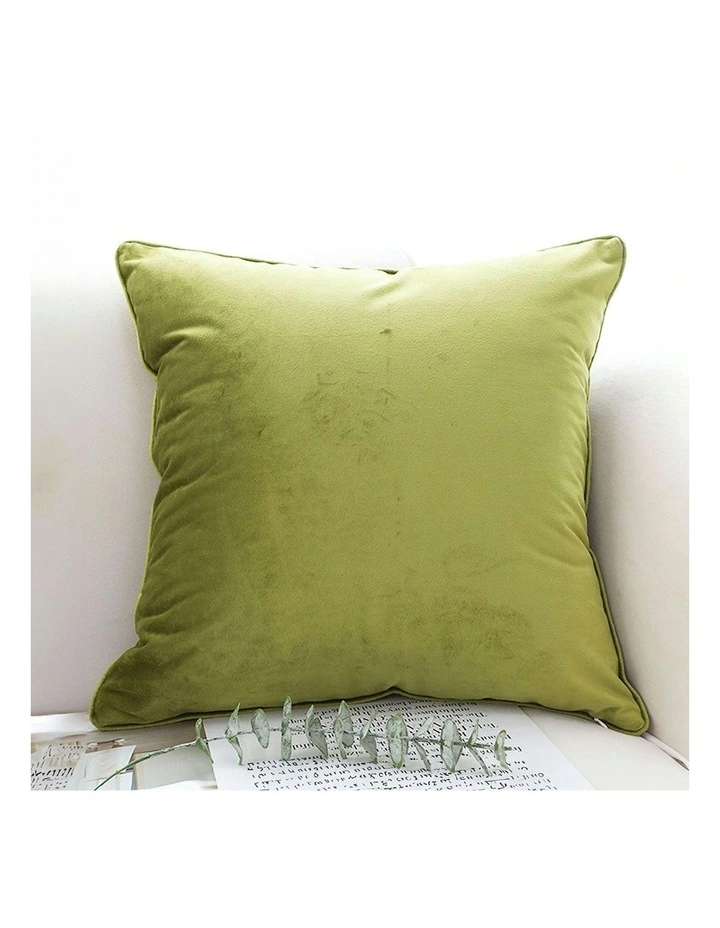 45cm Foliage Velvet Square Throw Pillow x2 in Subtle Fluorescent Green image 2