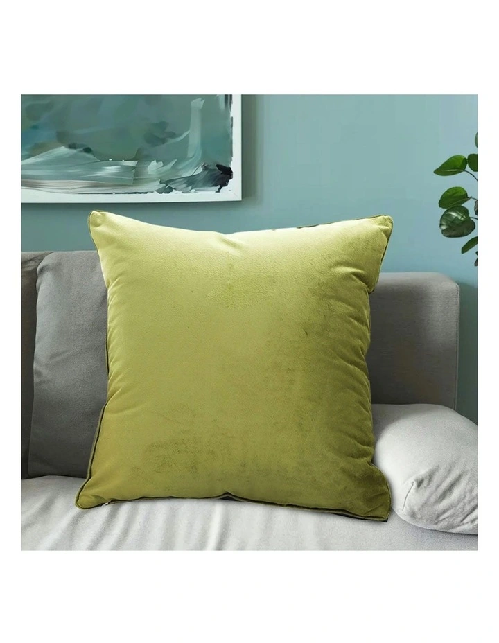 45cm Foliage Velvet Square Throw Pillow x2 in Subtle Fluorescent Green image 3