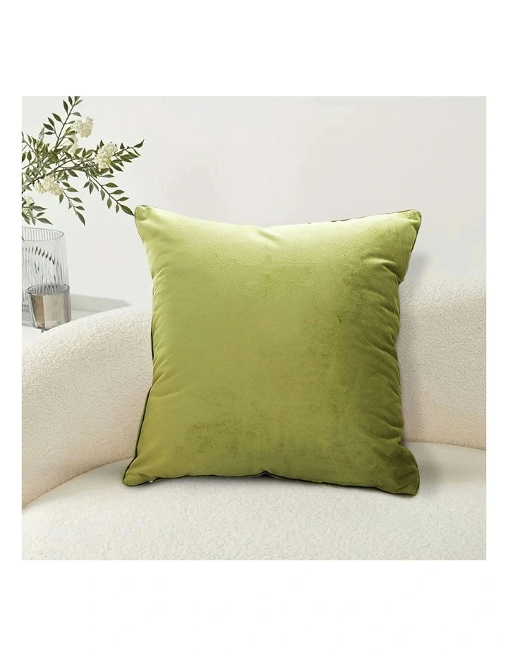45cm Foliage Velvet Square Throw Pillow x2 in Subtle Fluorescent Green image 4
