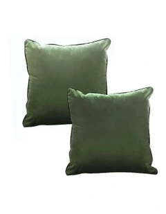 45cm Subtle Foliage Velvet Square Throw Pillow x2 in Army Green