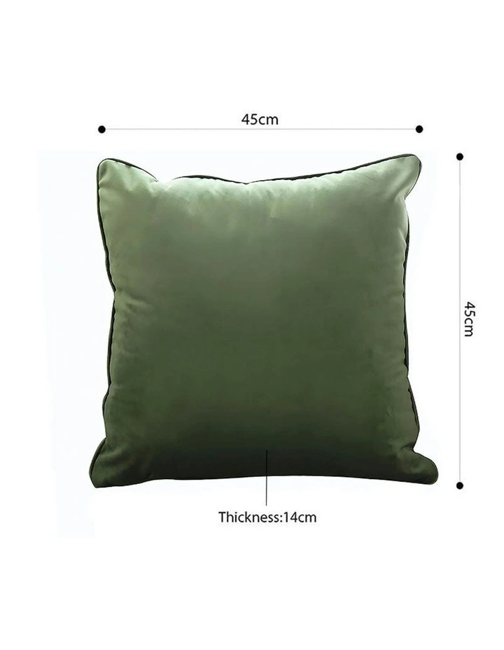 45cm Subtle Foliage Velvet Square Throw Pillow x2 in Army Green image 5