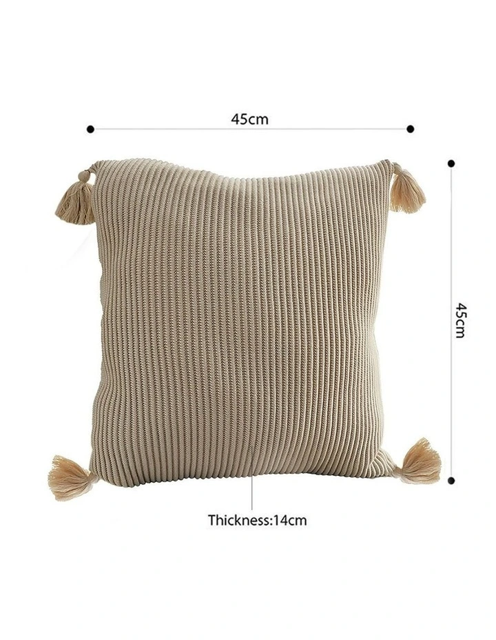45cm Wabi-Sabi Raised Pillow Large Tassel Square Throw Pillow x2 in Off-White image 5
