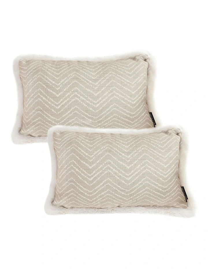 Wabi-sabi Cushion Herringbone Lumbar Throw Pillow 30cm x2 in Cream image 1