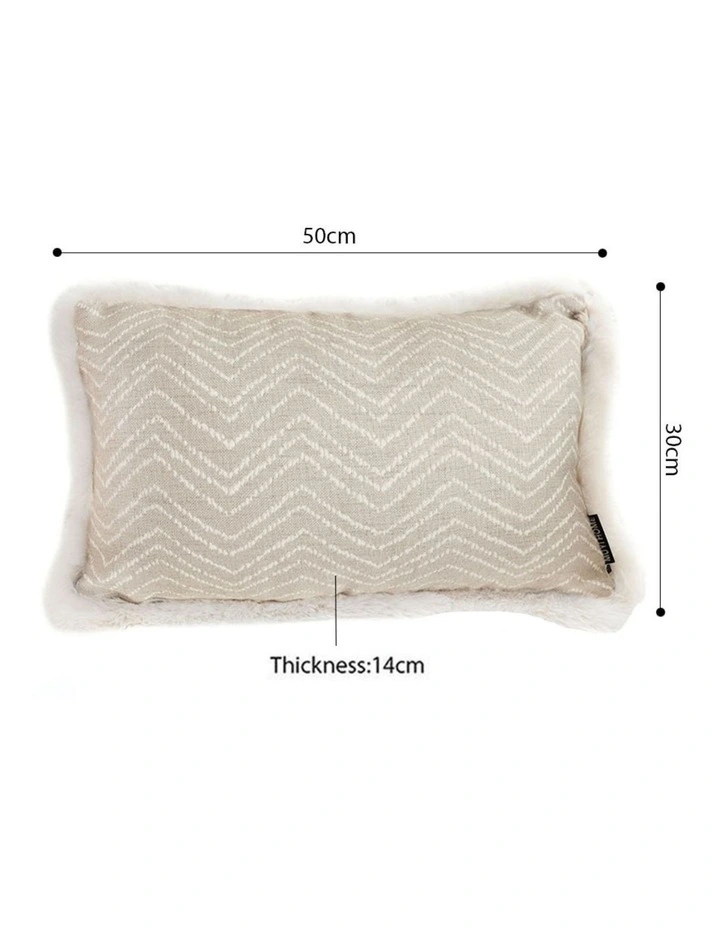 Wabi-sabi Cushion Herringbone Lumbar Throw Pillow 30cm x2 in Cream image 3