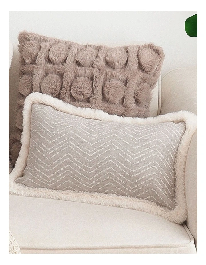 Wabi-sabi Cushion Herringbone Lumbar Throw Pillow 30cm x2 in Cream image 4