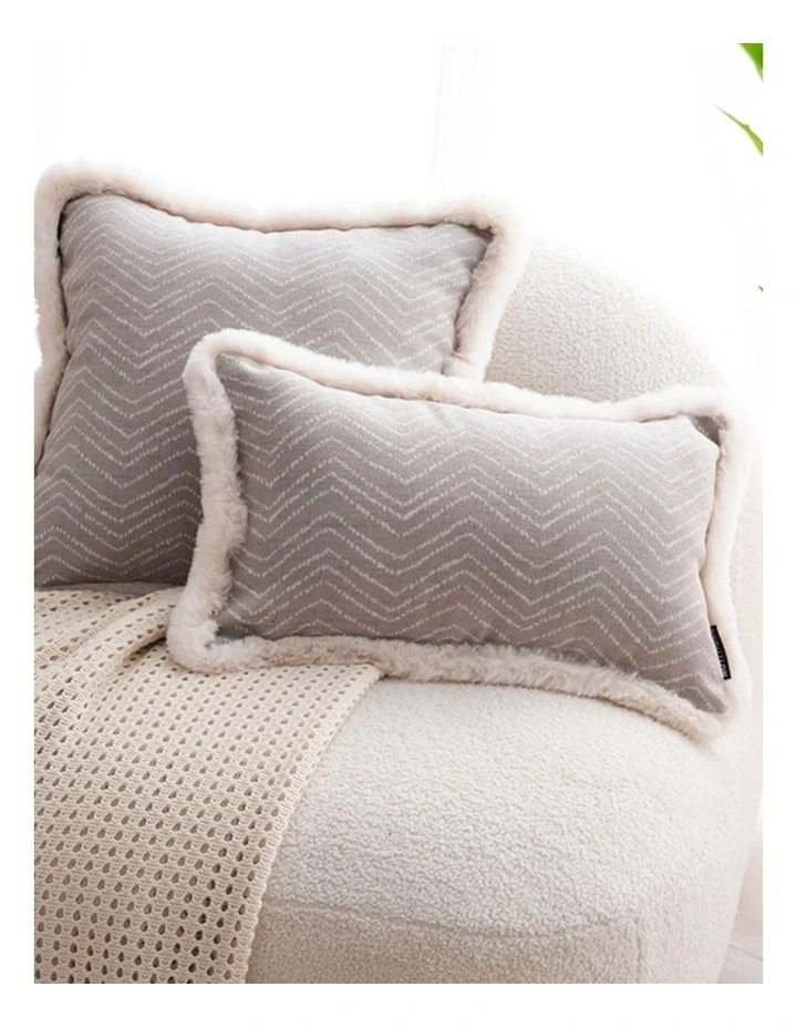 Wabi-sabi Cushion Herringbone Lumbar Throw Pillow 30cm x2 in Cream image 6