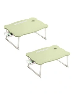 2X Folding Mini Desk With Mini Drawer and Cup-Holder in Green
