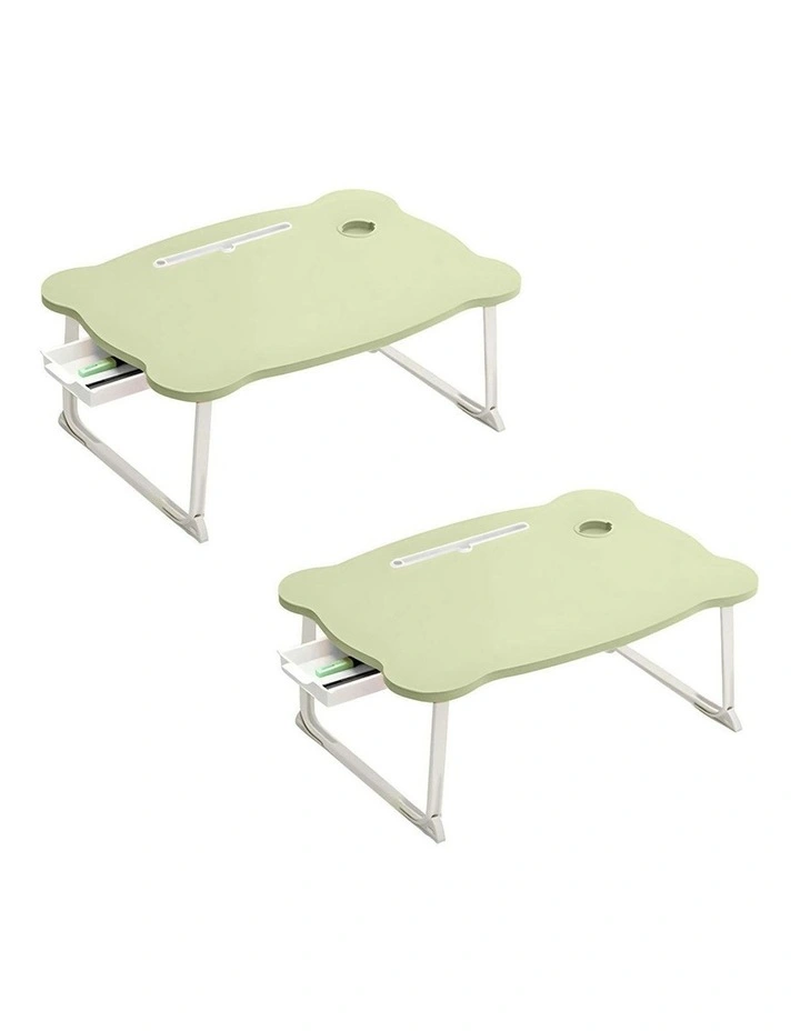 SOGA Folding Mini Desk With Mini Drawer and Cup-Holder in Green image 1