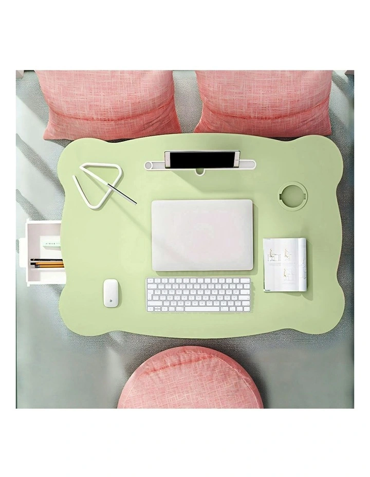 SOGA Folding Mini Desk With Mini Drawer and Cup-Holder in Green image 4