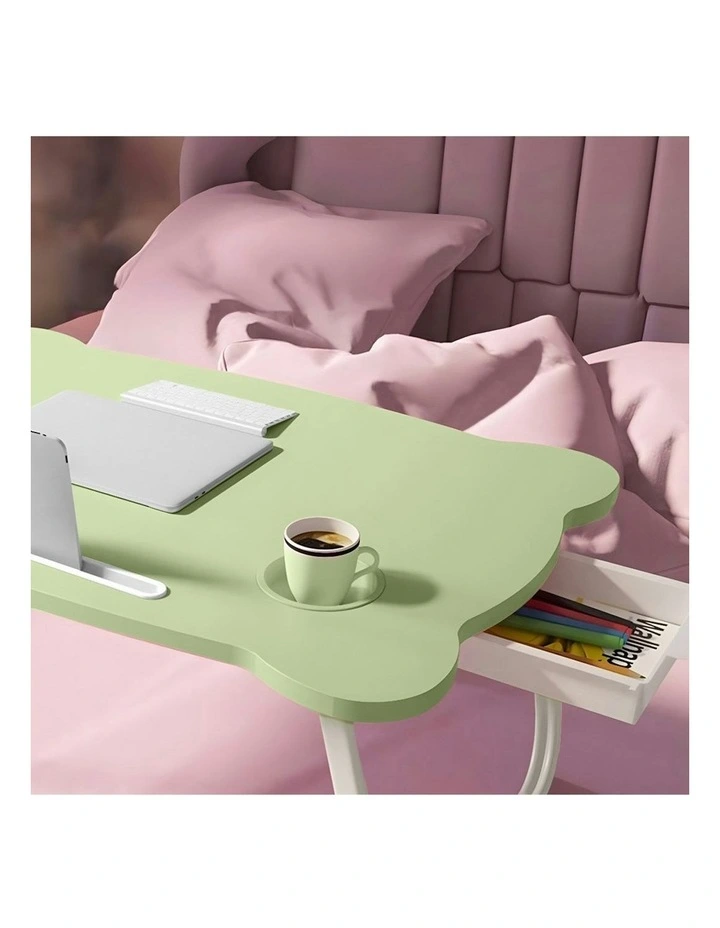 SOGA Folding Mini Desk With Mini Drawer and Cup-Holder in Green image 5
