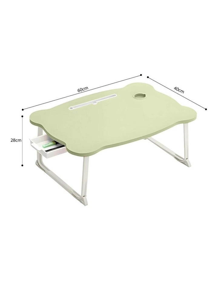 SOGA Folding Mini Desk With Mini Drawer and Cup-Holder in Green image 7