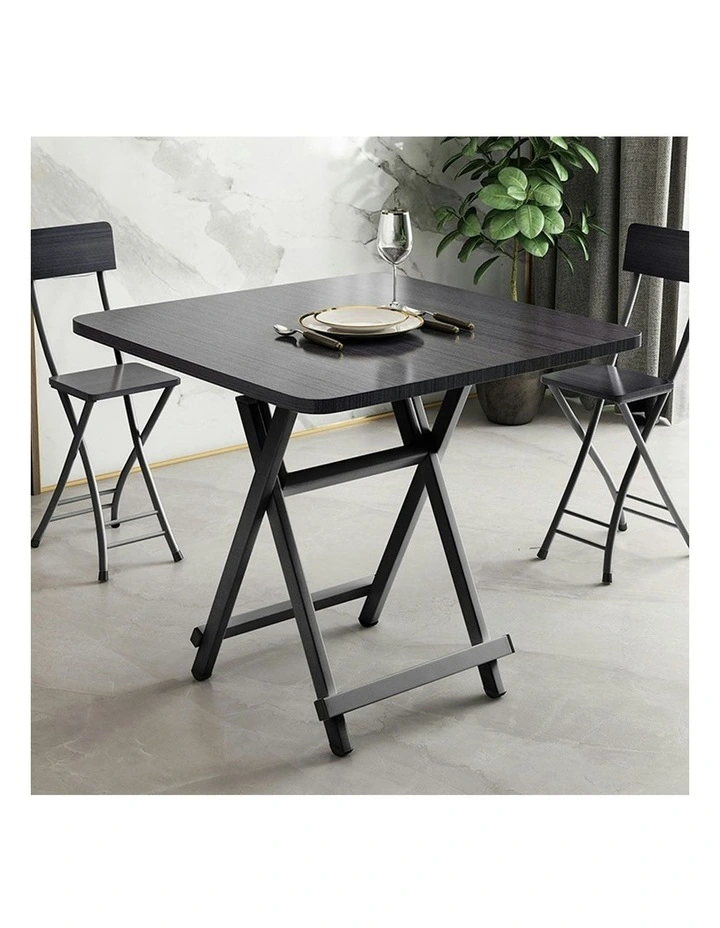 Portable Square Surface Space Saving Folding Desk 2x in Black image 3