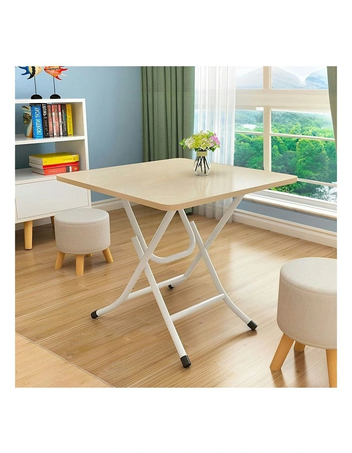Portable Square Surface Space Saving Folding Desk 2x in Beige image 2