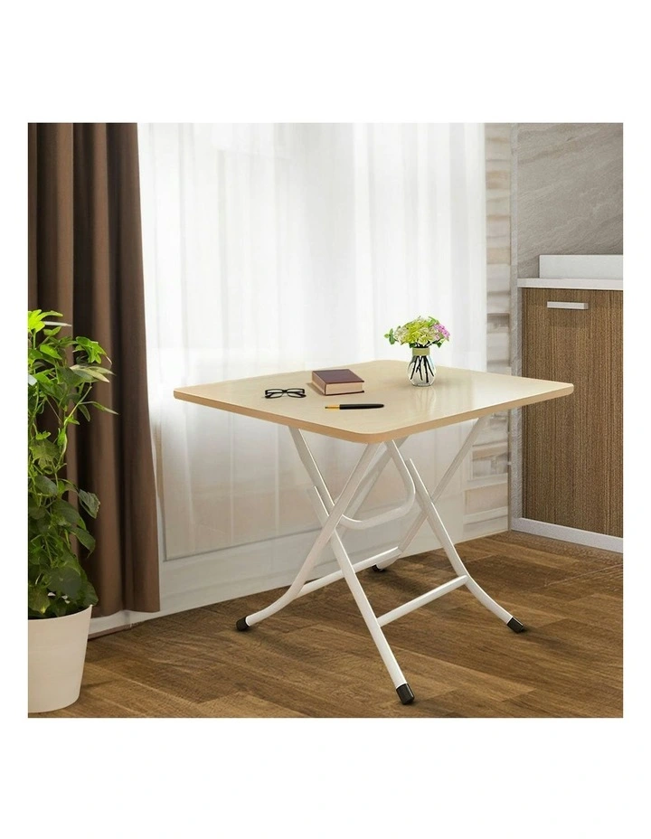 Portable Square Surface Space Saving Folding Desk 2x in Beige image 4