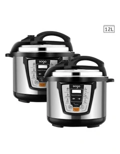 2X Electric Stainless Steel Pressure Cooker 12L 1600W Multicooker 16