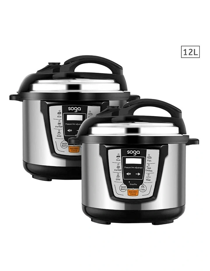 2X Electric Stainless Steel Pressure Cooker 12L 1600W Multicooker 16 image 1