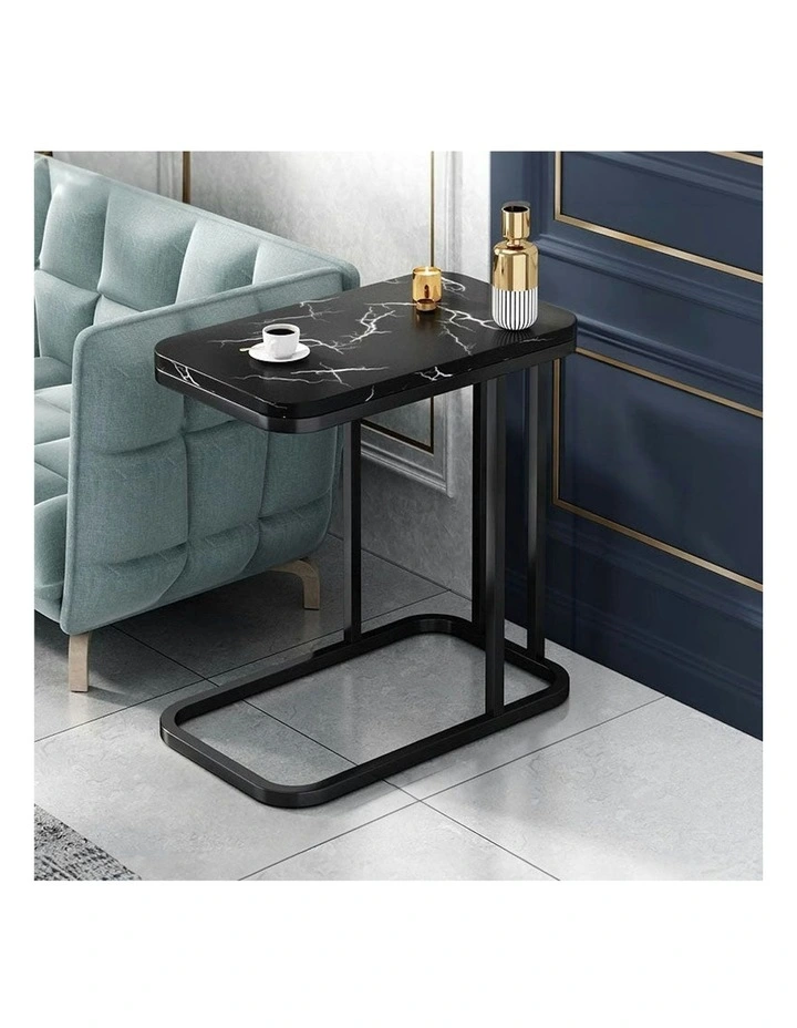 2X Ceramic Sofa Side Square Mini Table 30x50cm in Black image 2
