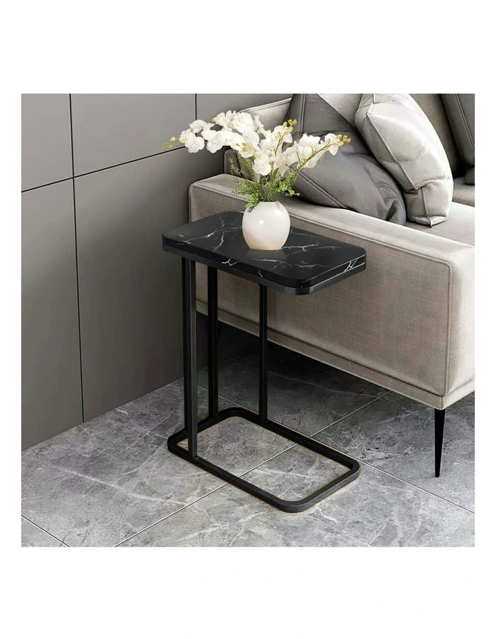 2X Ceramic Sofa Side Square Mini Table 30x50cm in Black image 4
