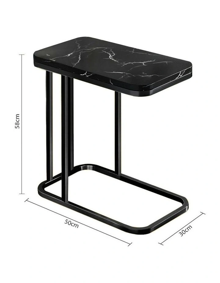 2X Ceramic Sofa Side Square Mini Table 30x50cm in Black image 5