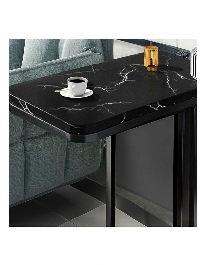 2X Ceramic Sofa Side Square Mini Table 30x50cm in Black image 6
