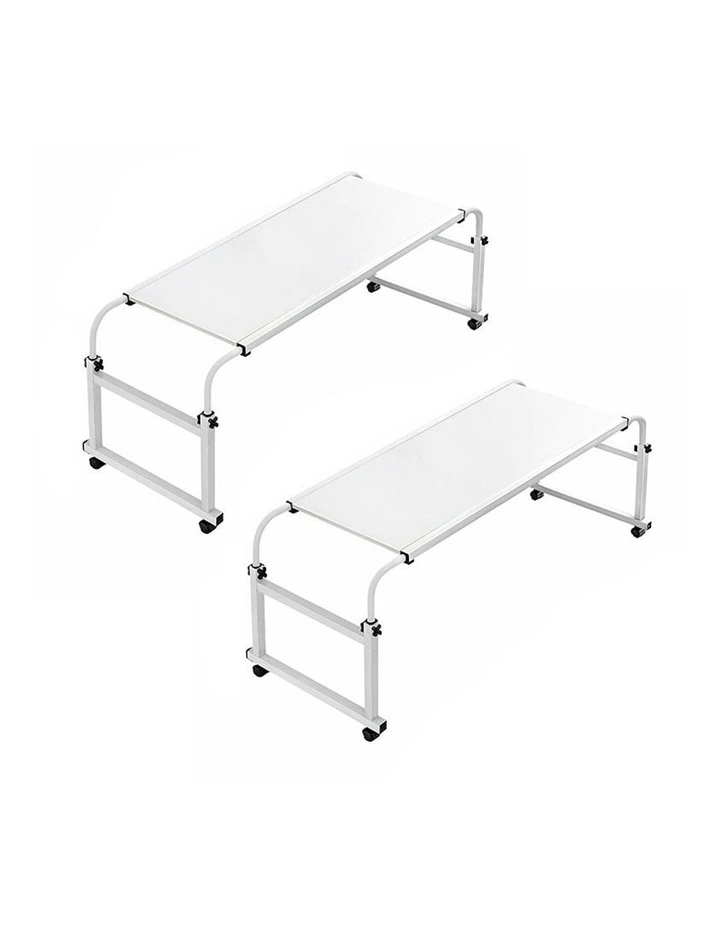 SOGA 2X Cross Bed Movable Desk Table 129x6.5x68cm in White image 1
