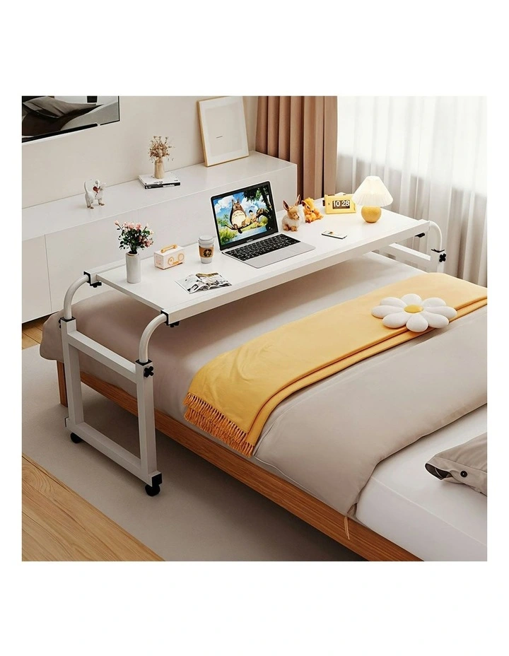 SOGA 2X Cross Bed Movable Desk Table 120x45cm in White image 2