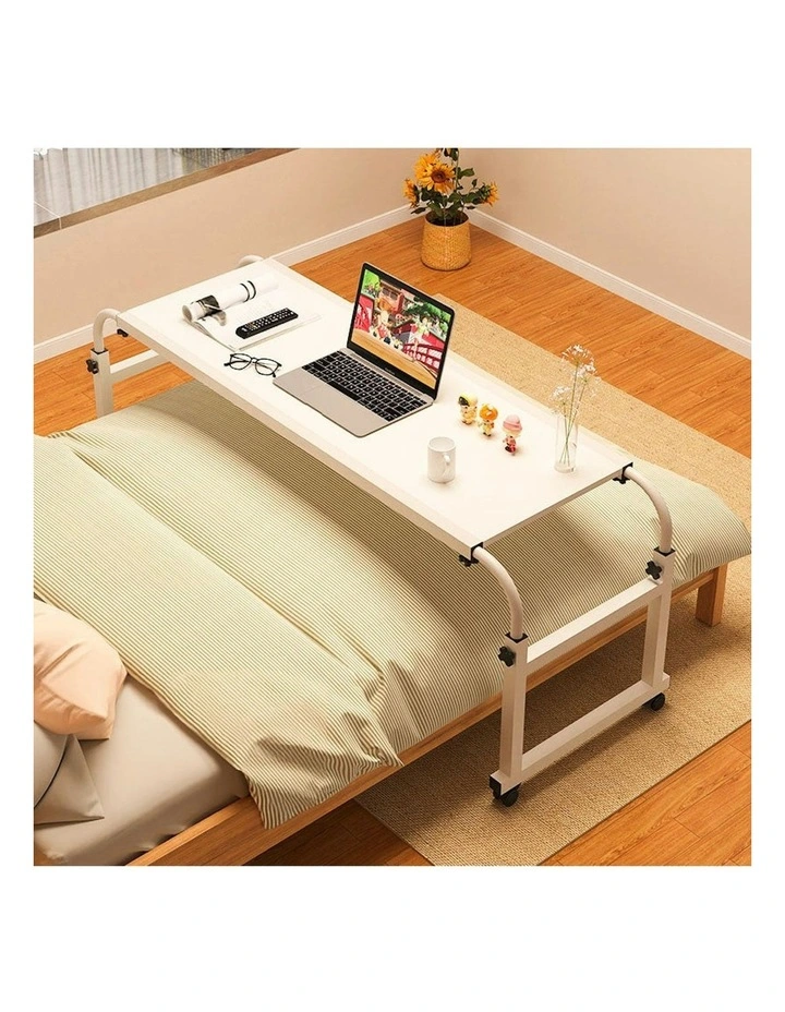 SOGA 2X Cross Bed Movable Desk Table 120x45cm in White image 3