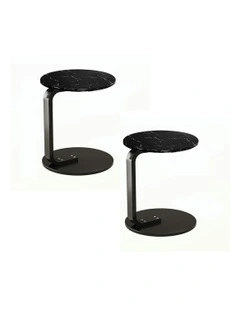 2X Marble Mini Side Table 50cm in Black