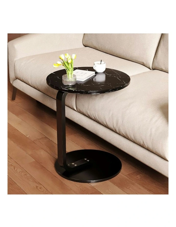 2X Marble Mini Side Table 50cm in Black image 2