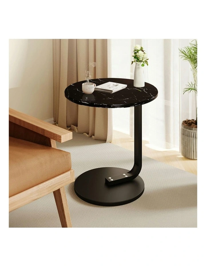 2X Marble Mini Side Table 50cm in Black image 3