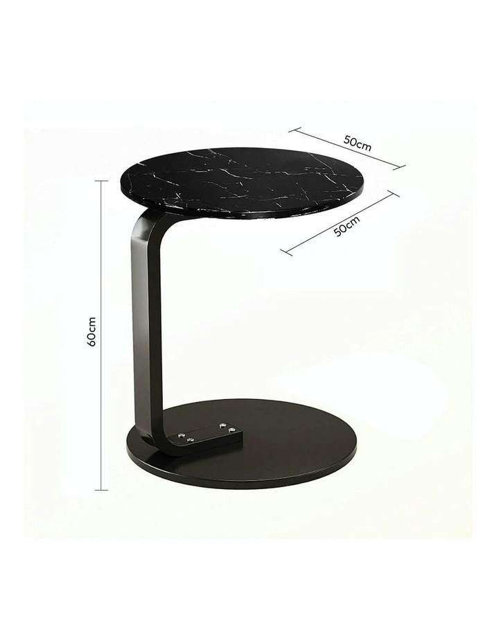 2X Marble Mini Side Table 50cm in Black image 6