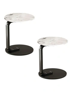 2X Marble Mini Side Table 50cm in White