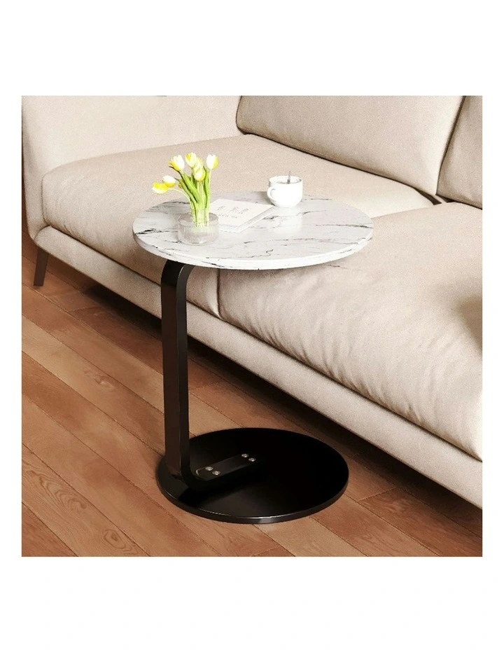 2X Marble Mini Side Table 50cm in White image 2
