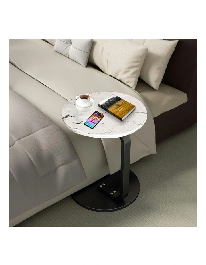 2X Marble Mini Side Table 50cm in White image 4
