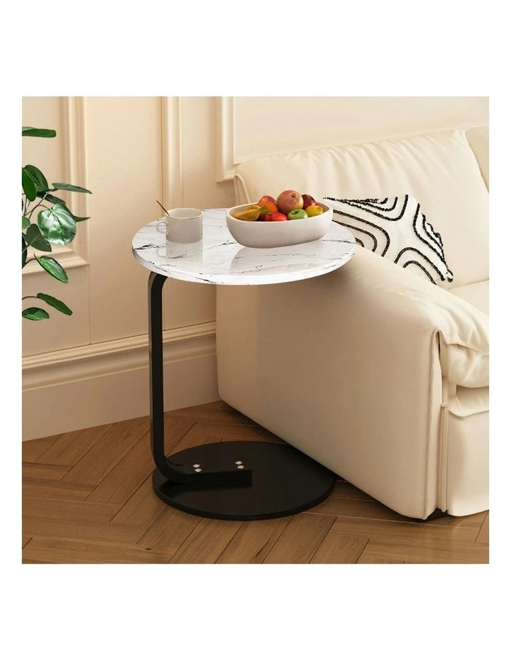 2X Marble Mini Side Table 50cm in White image 5