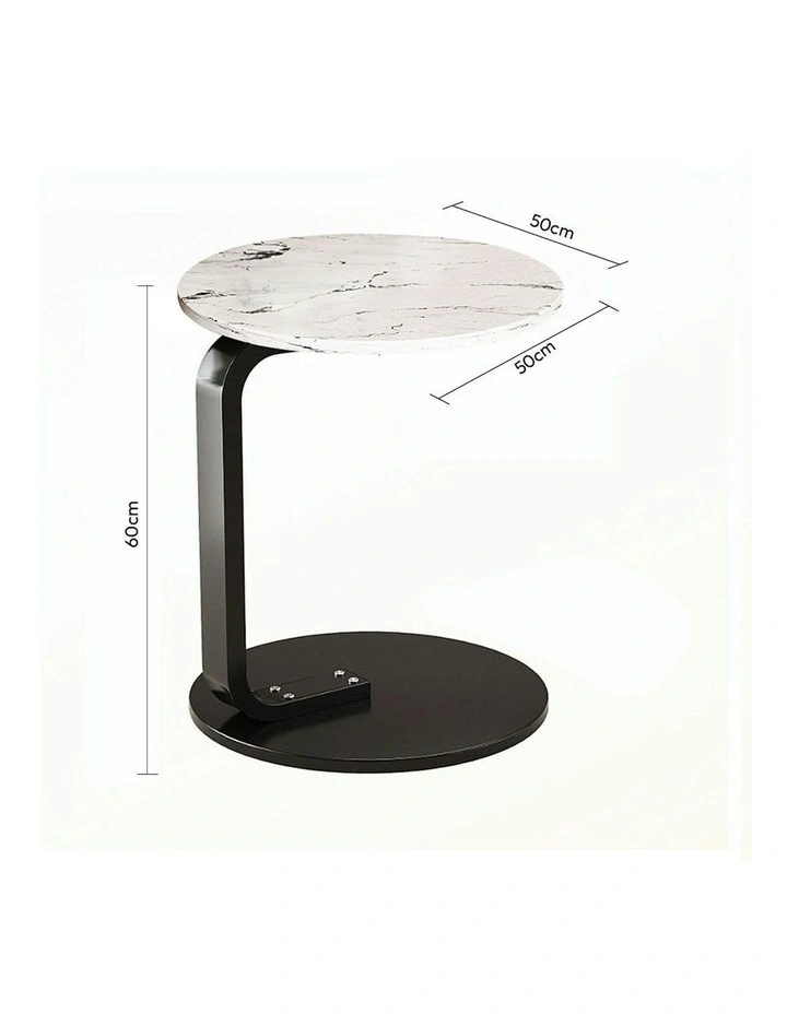 2X Marble Mini Side Table 50cm in White image 6