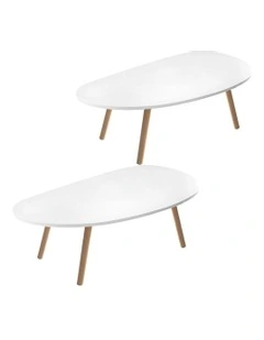 2X Living Room Nordic Coffee Table 80x40cm in White